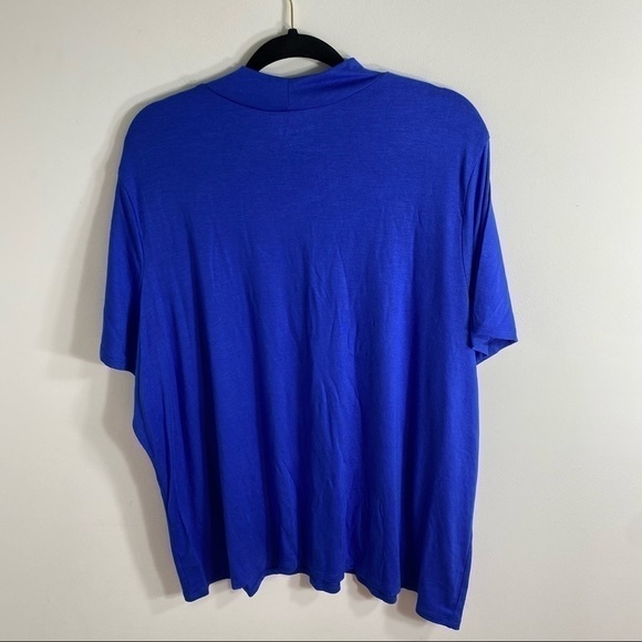 Lane Bryant Mock Neck Blue Short Sleeve Top NWT 26 28 Modal Blouse Shirt - Picture 7 of 7